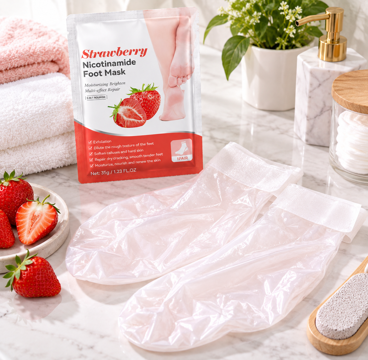 Strawberry Nicotinamide Foot Mask