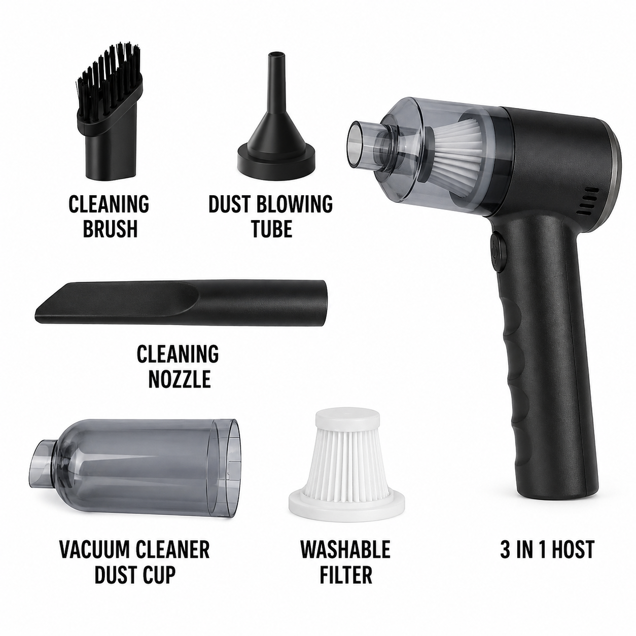 3 in 1 Mopping Vacuum Blower with Mini Dust Buster USB Portable Vacuum Cleaner Dry and Wet