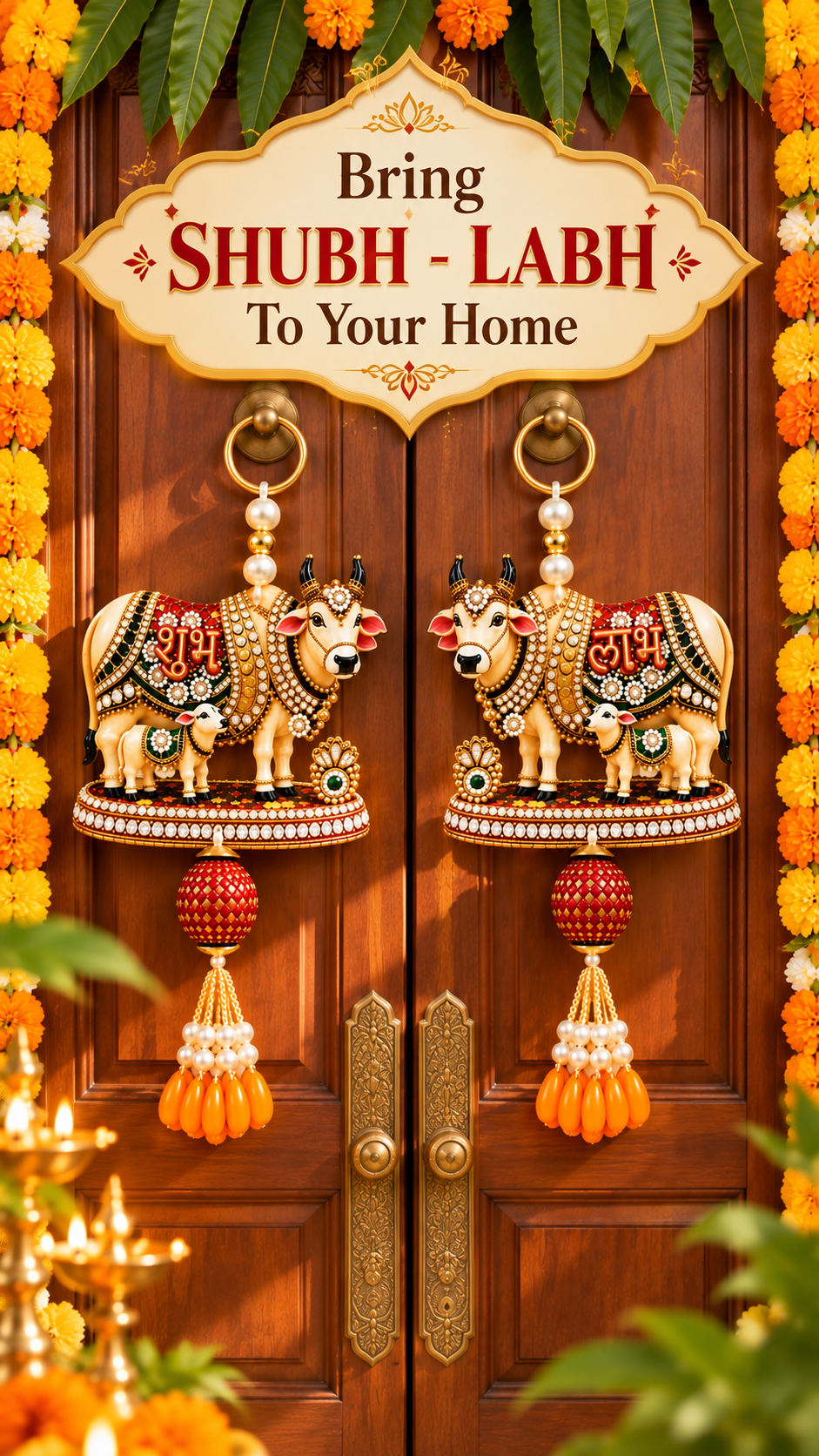 Designer Cow & Calf Wall Hanging Keychain Set