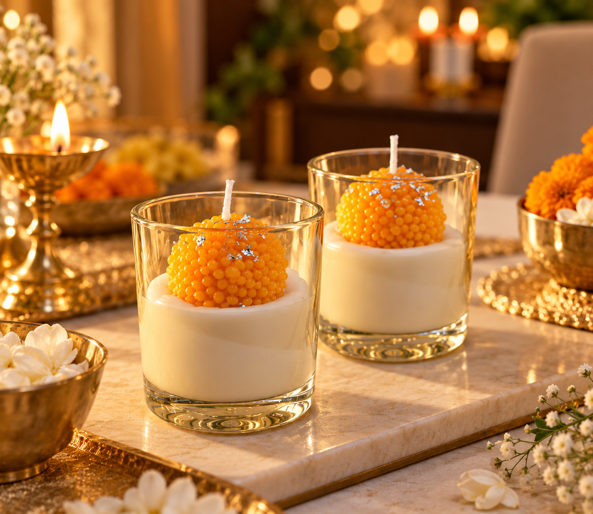 Glass Laddu Candle – Pack of 2