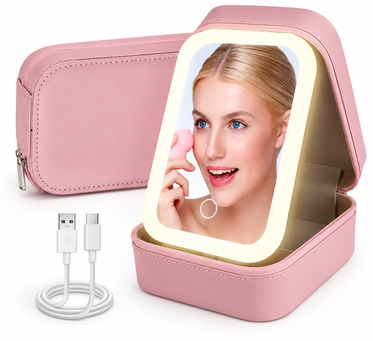 Portable LED Makeup Mirror Box with 3-Color Light
