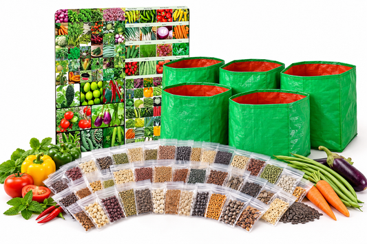 Organic Mix Varieties 100 Pices Seeds With 5 Pices Grow Bag