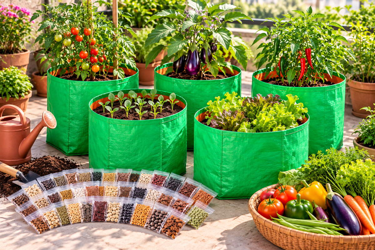 Organic Mix Varieties 100 Pices Seeds With 5 Pices Grow Bag