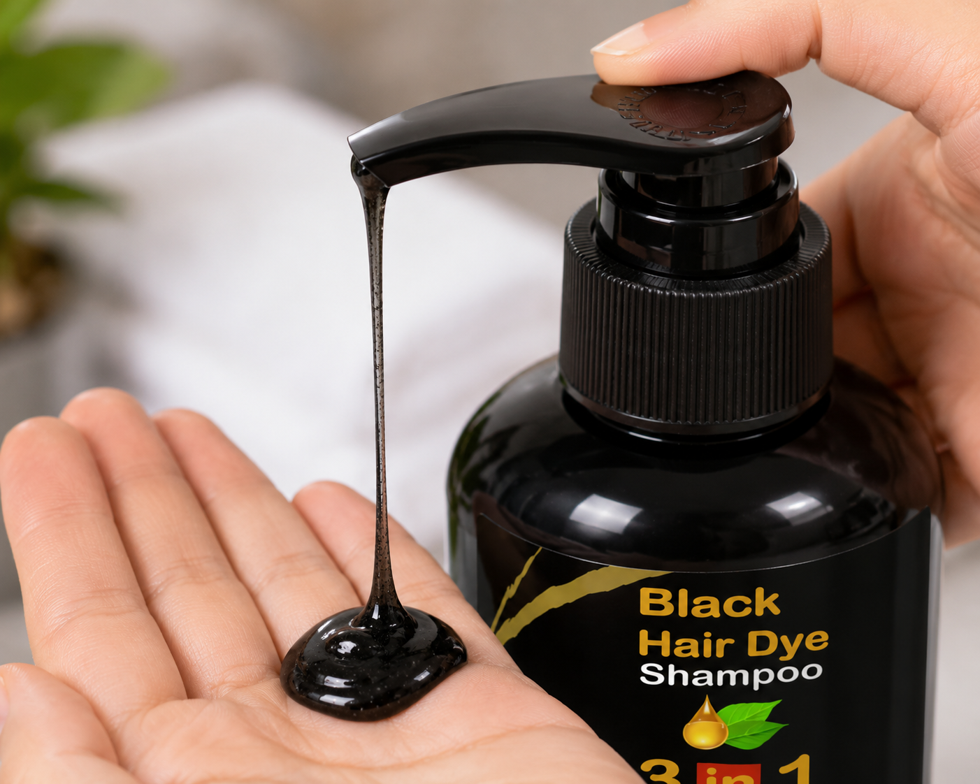 Unisex Instant Black Herbal Hair Dye Shampoo for Grey Hair Coverage 3 in 1(100ml)