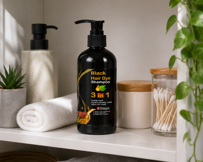 Unisex Instant Black Herbal Hair Dye Shampoo for Grey Hair Coverage 3 in 1(100ml)