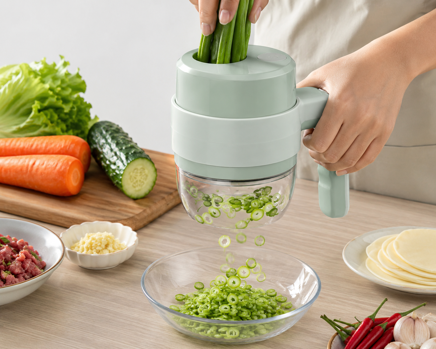 4-in-1 Electric Vegetable Cutter, Slicer, Grater, Chopper