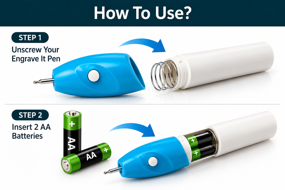 All Surface Writing Engrave Pen | Battery Operated, 2 Engraving Tips(Multicolor)