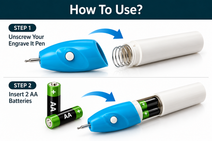 All Surface Writing Engrave Pen | Battery Operated, 2 Engraving Tips(Multicolor)