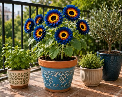 Blue Flame Sunflower Seeds + 100 Grams Organic Pot Mix Free