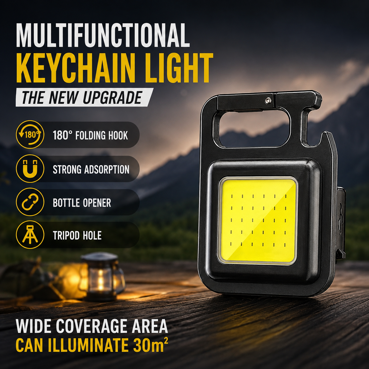 COB Keychain Lamp High Brightness Multifunctional Portable Light Bottle Opener LED Mini Torch