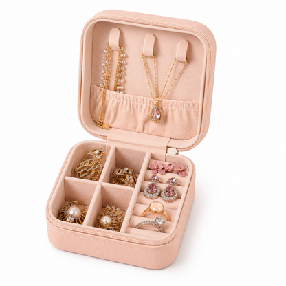 Leather Small Jewelry Box, Travel Portable Jewelry Case For Ring, Pendant, Earring, Necklace, Bracelet