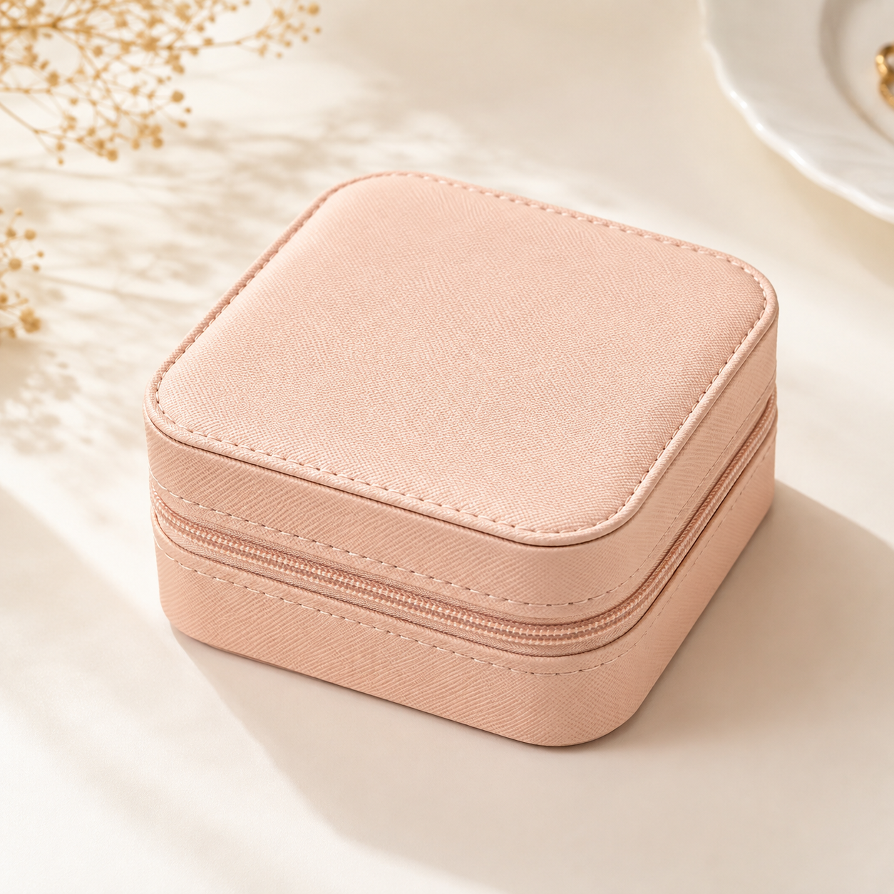 Leather Small Jewelry Box, Travel Portable Jewelry Case For Ring, Pendant, Earring, Necklace, Bracelet