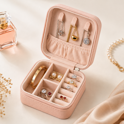 Leather Small Jewelry Box, Travel Portable Jewelry Case For Ring, Pendant, Earring, Necklace, Bracelet