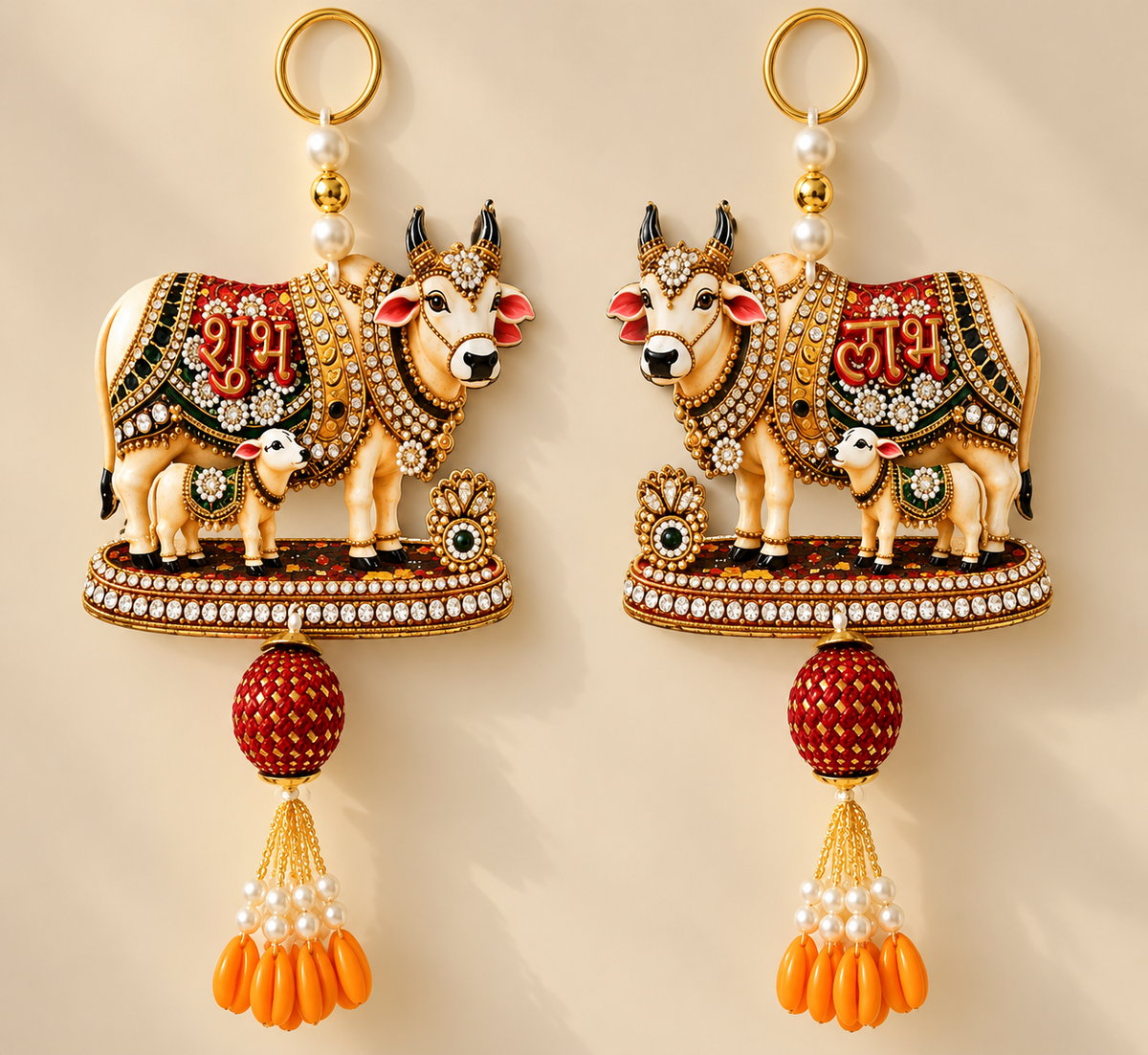Designer Cow & Calf Wall Hanging Keychain Set