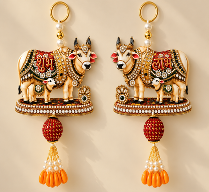 Designer Cow & Calf Wall Hanging Keychain Set