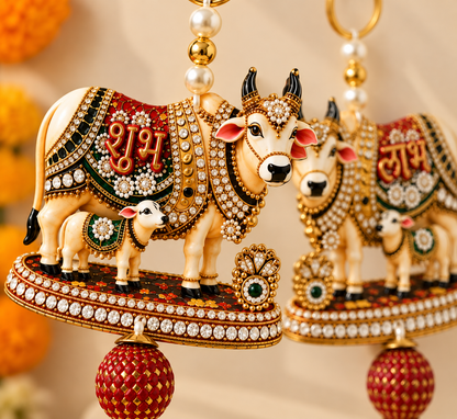 Designer Cow & Calf Wall Hanging Keychain Set