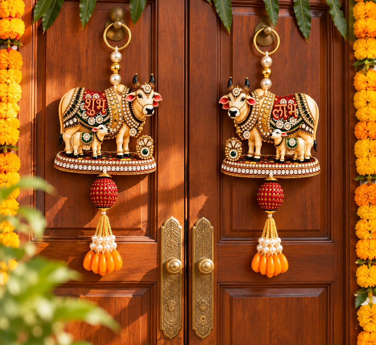 Designer Cow & Calf Wall Hanging Keychain Set