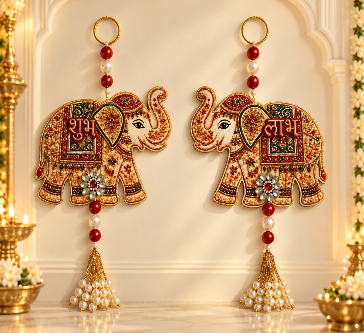 Elephant Designer Shubh Labh Wall Hanging Set