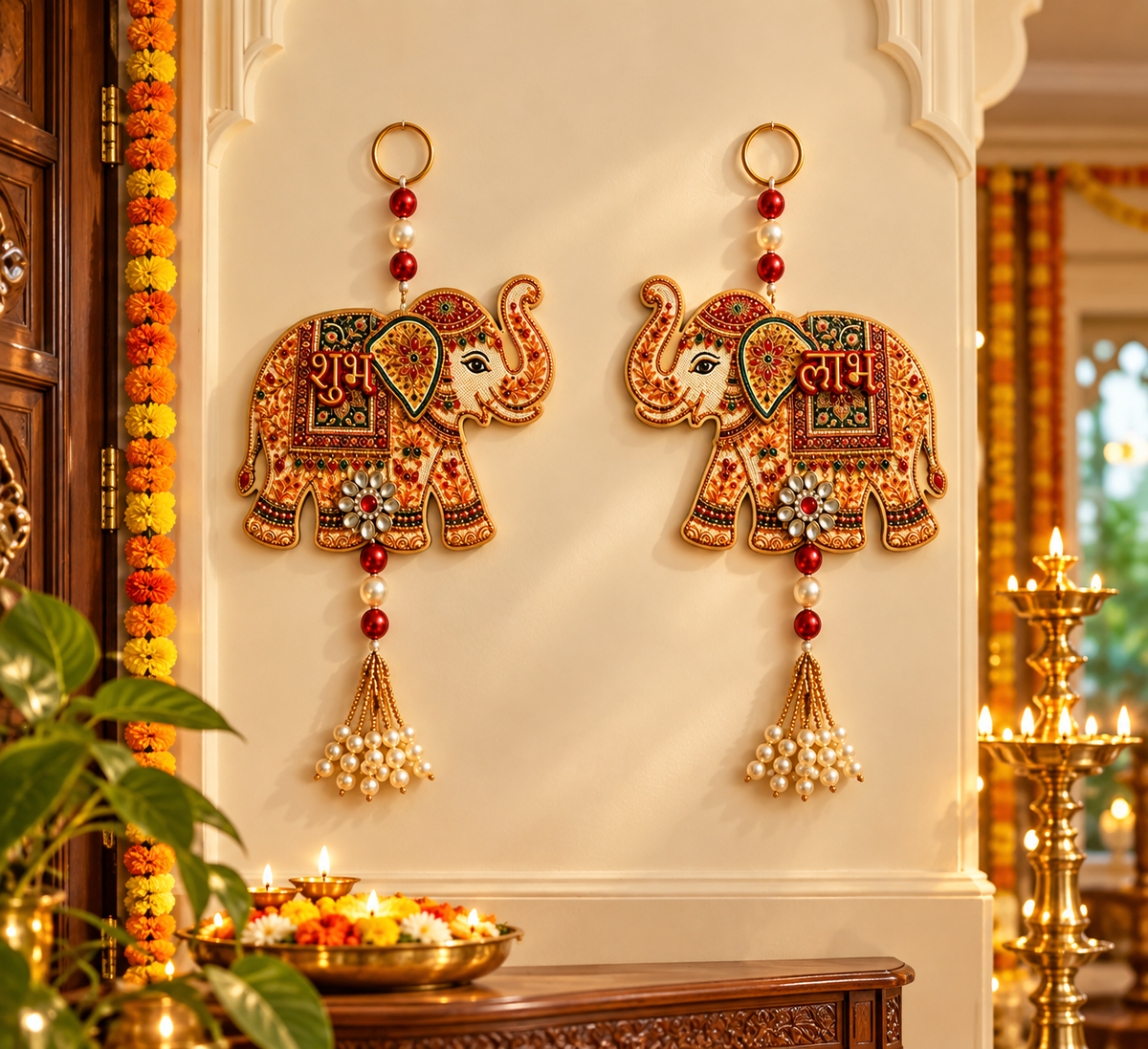 Elephant Designer Shubh Labh Wall Hanging Set
