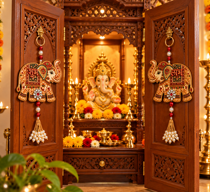Elephant Designer Shubh Labh Wall Hanging Set