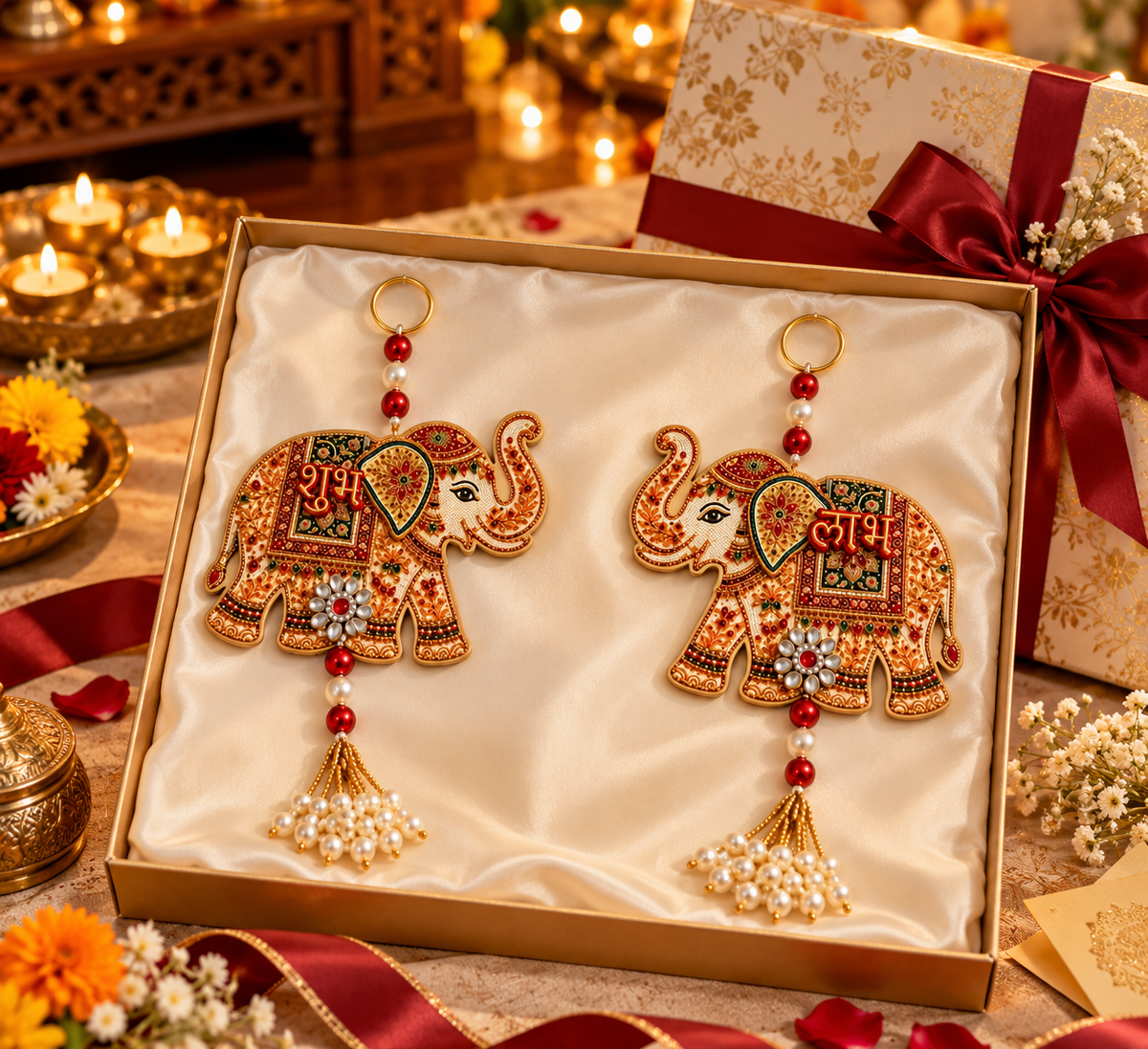 Elephant Designer Shubh Labh Wall Hanging Set