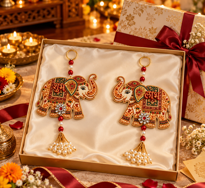 Elephant Designer Shubh Labh Wall Hanging Set