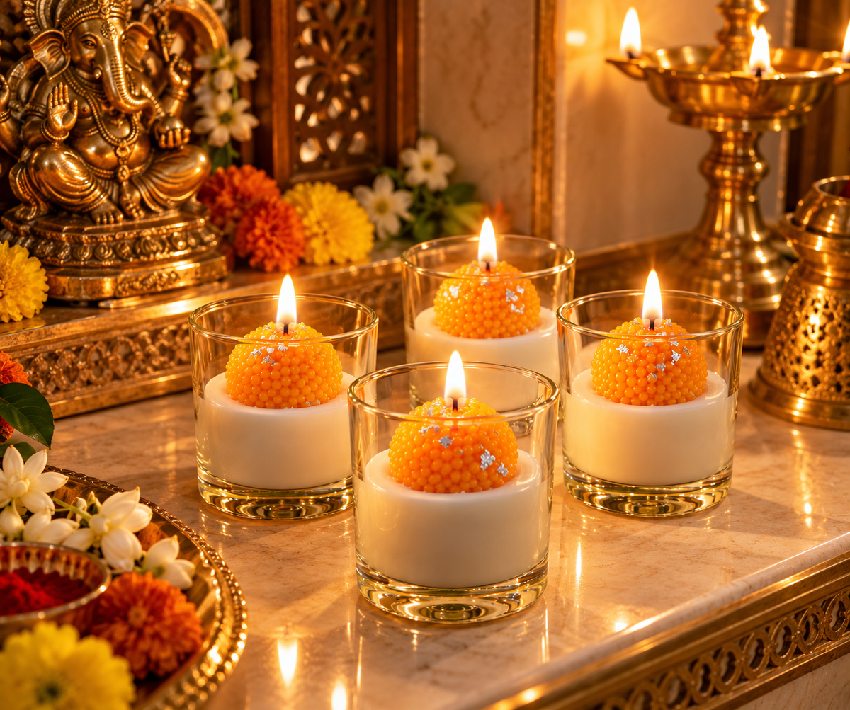 Glass Laddu Candle – Pack of 2